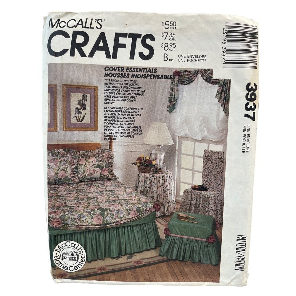 McCalls Sewing Pattern 3937 Covers Chairs Ottoman‎ Tablecloths Shams Bedspreads